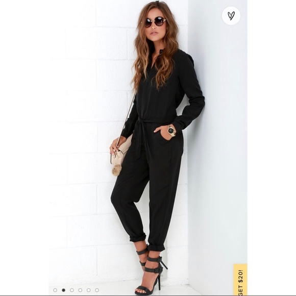 MINKPINK Pants - MinkPink Sinking Ships Black Long Sleeve Jumpsuit XS